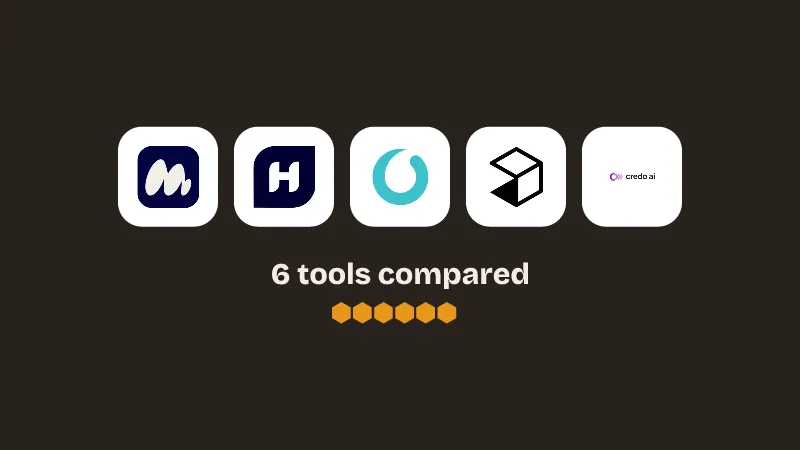 Logos of HeyMilo AI, Humanly, Paradox Olivia, Juicebox PeopleGPT, Credo AI. 6 tools compared.