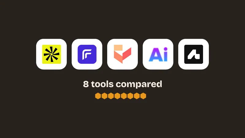 Logos of Apollo, toflow.ai, Gojiberry AI, AiSDR, Amplemarket. 8 tools compared.