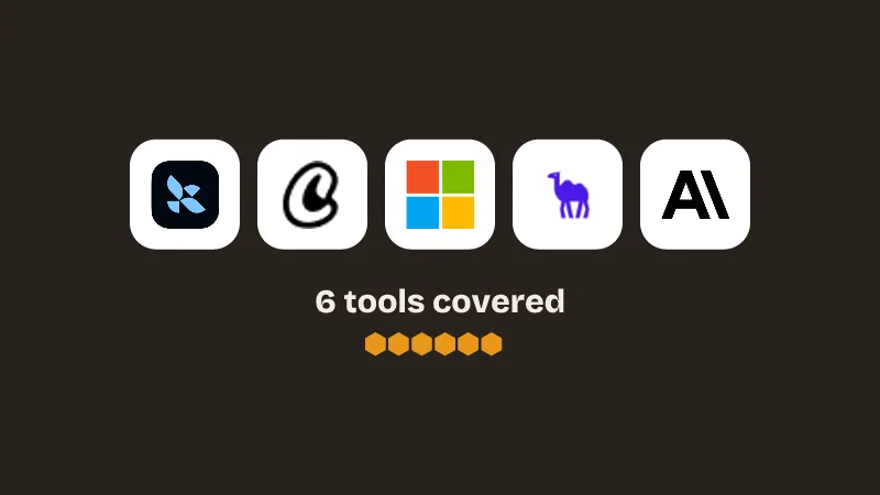 Logos of LangGraph, CrewAI, AutoGen, CAMEL-AI, Anthropic. 6 tools covered.