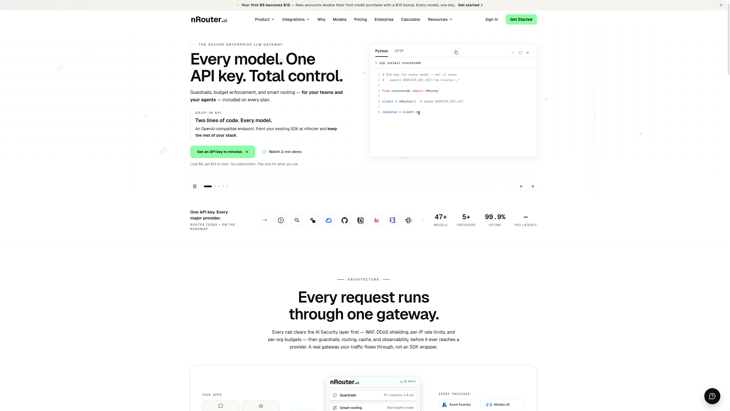 Screenshot of nRouter.ai