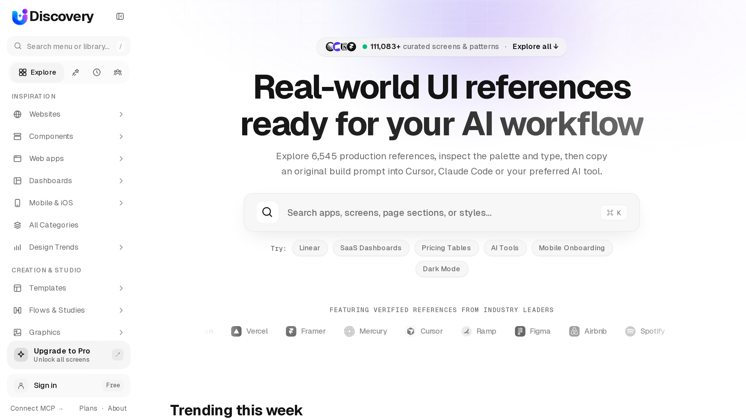 Screenshot of UI Discovery